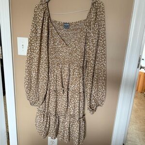 ARULA Brown Floral Midi Dress